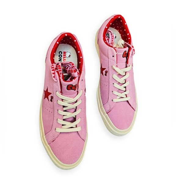 🆕️RARE Converse x Hello Kitty One Star Pink Suede Low Top Lace up Sneakers Shoe - Picture 5 of 16